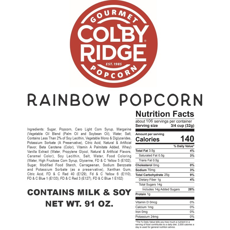 Colby Ridge Gourmet Craft Popped Gluten Free Popcorn Bulk Sized