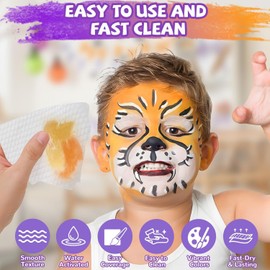 Pintura Facial y Pintura Corporal, Juego de Kit de 42 Colores de Pintura Facial y Corporal a Base de Aceite, con 10 Pinceles de Diferentes Tamaños, para Halloween, Navidad, Año Nuevo y Cosplay
