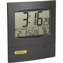General Tools Jumbo Display Digital Wall Clock #DJC381 with Time, Day, Date and Temperature