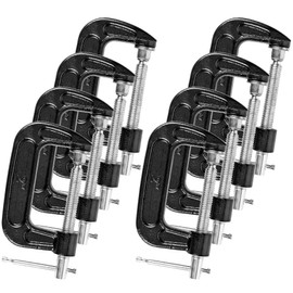 MYFAMIREA 8 Pcs C Clamp 2 Inch Heavy Duty Steel C Clamp Set Cast Iron Frame Sliding T-Handle More Stability Massive Clamps for Woodworking, Welding, Building, Automotive Applications (Black)