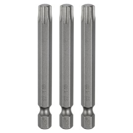 sourcing map 3pcs T40 Torx Head Screwdriver Bit 1/4" Hex Shank 2.6" (65mm) Long Magnetic No Hole Tip Tamper Proof 6 Point Star Screw Driver Drill Bits S2 Steel Industrial Power Screwdrivers