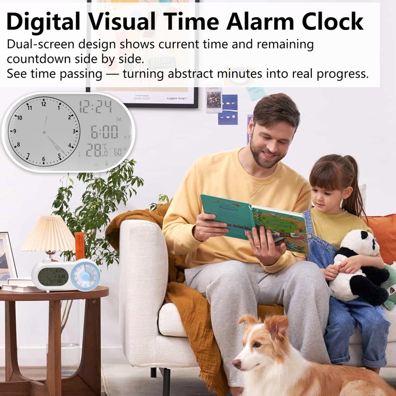 Lumuasky Digital Alarm Clock Visual Timer Silent Night Light with