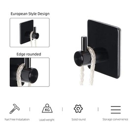 Adhesive Hooks, Stick on Wall Adhesive Hangers Heavy Duty Wall Hangers Stainless Steel Towel Coat Clothes Hooks Sticky Hooks for Kitchen Bathroom Home Door Key Robe(3 Pack)