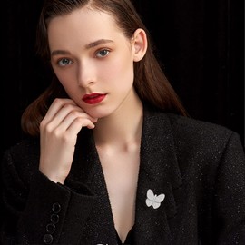 Anmpab Crystal Rhinestone Butterfly Colorful Brooch Elegant Lapel Pins Dress Accessories Jewelry Gift for Women (C)