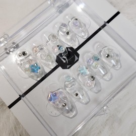 [Handmade Nail Tips] Clear Bubble - Coffin Egg / [수제네일팁] 클리어 버블 - 코핀에그
