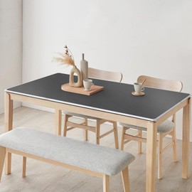 FURKIT Dark Gray Plastic Table Protector Cover Pad, 1.5mm Thick Waterproof Leather-Look PVC Rectangle Desk Mat, Anti Scratch Oil Resistant Tabletop Area Mat for Dining Table, Office (30" x 60")