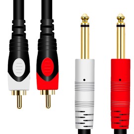 Dual 1/4 to Dual RCA Dual 6.35 TS to 2 RCA Cable, tunghey 6.35mm Dual 1/4 inch TS Mono Plug to Dual RCA Male TSR to RCA Cable for Mic Mixer Amplifie Mixer Amplifi etc (1m)
