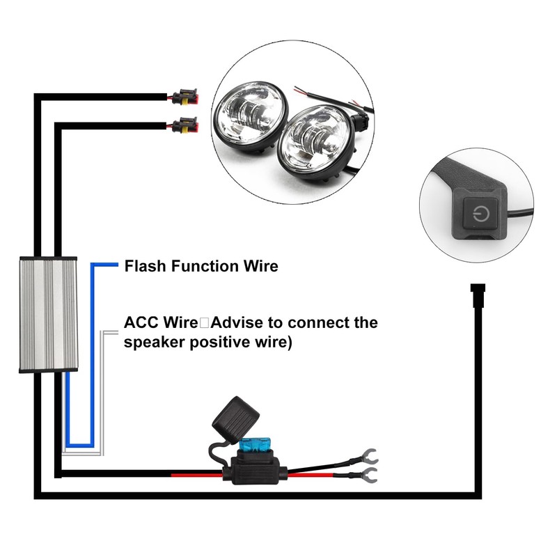 Asasytal Motorcycle LED Bar Wiring Harness, 12V Control 2 Lamp,