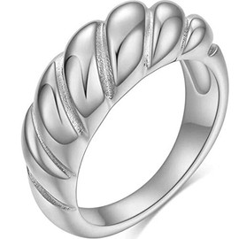 Jude Jewelers Stainless Steel Twisted Style Classical Plain Wedding Engagement Promise Anniversary Band Ring (Silver, 7)