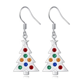 Christmas Tree Dangle Earrings Gemstone Christmas Tree Thanksgiving Themed Earrings Christmas Party Gift for women daughter