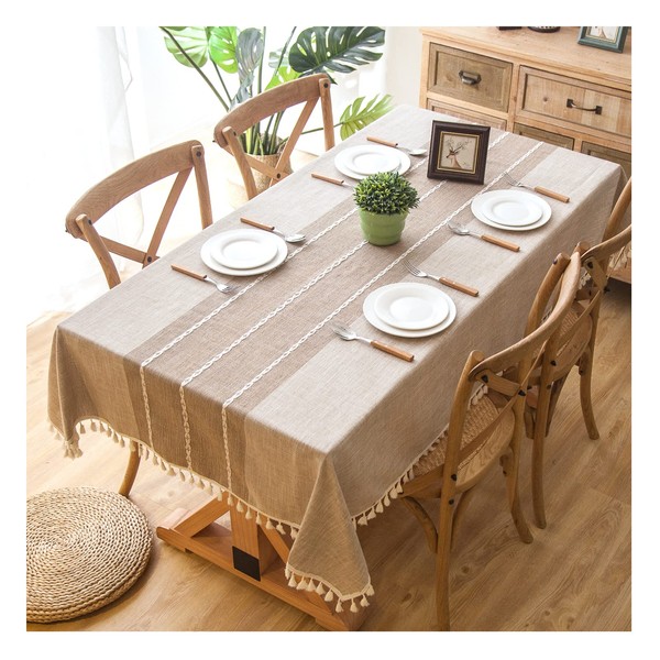 AZULDIMEN Mantel de arpillera Bordado Impermeable Rectangular - Mantel de