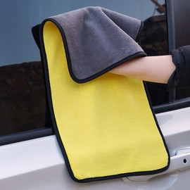 Generic Ultrasoft, Large, Thick and Quick Drying Microfiber Car Cleaning Towels for Polishing, Waxing and Auto Detailing, 16 x 12 inches, 3 Pack, Grey-Yellow, Yellow/Black