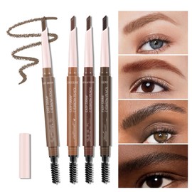 MAEPEOR Eyebrow Pencil 5 Colors Define Shape and Fill Brows with Brush, Longwearing Eye Brow Pencil for Soft Textured Natural Daily Look (04 Medium Brown)