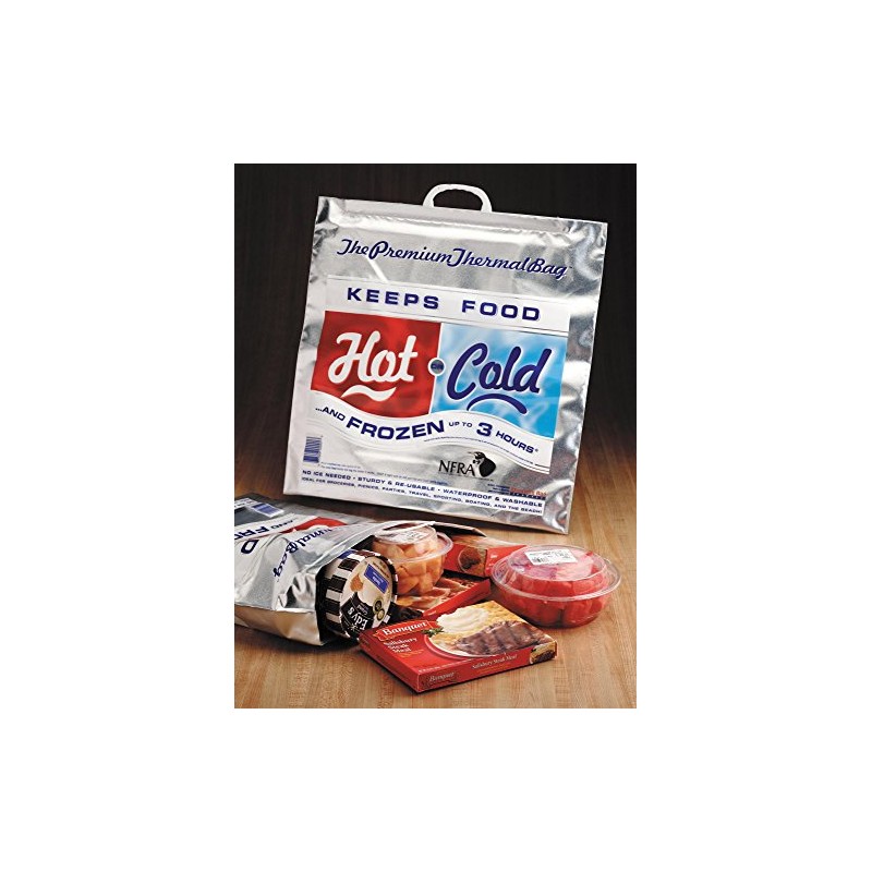 Hot Cold Bag | Insulated Thermal Cooler, Grocery Size, Red/Blue