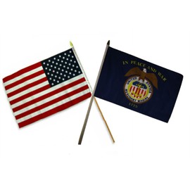 AES 12x18 12"x18" Wholesale Combo USA American & Merchant Marine 1775 Stick Flag