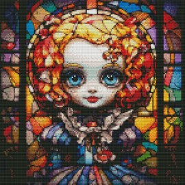 Amiiba Pre Printed Cross Stitch Kits for Adults, Doll 11ct Stamped Embroidery Kits 15.7×15.7 inch DIY Wall Art Decor for Beginners Kids