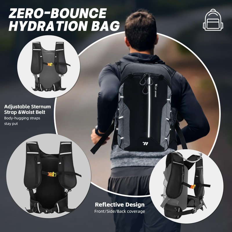 Hydration Backpack - Lightweight Water Backpack with 2L Water Bladder,