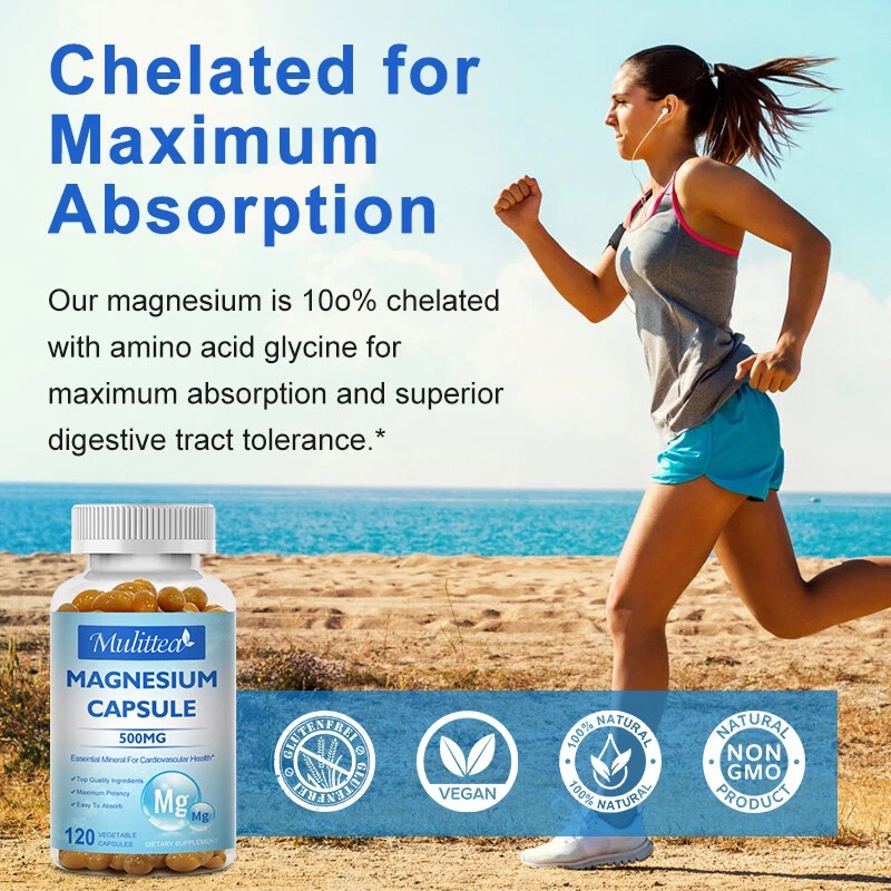 Mulittea Magnesium Glycinate 500mg High Absorption,Imp