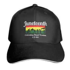 Happy Juneteenth Day Baseball Cap Hats for Men Women Sun Hat Adjustable Magic Buckle Dad Hats Running Workouts Hats Black