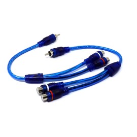 iexcell 2 Pcs 1 Male to 2 Female RCA Speaker Splitter Shielding Cable Adapter, Blue