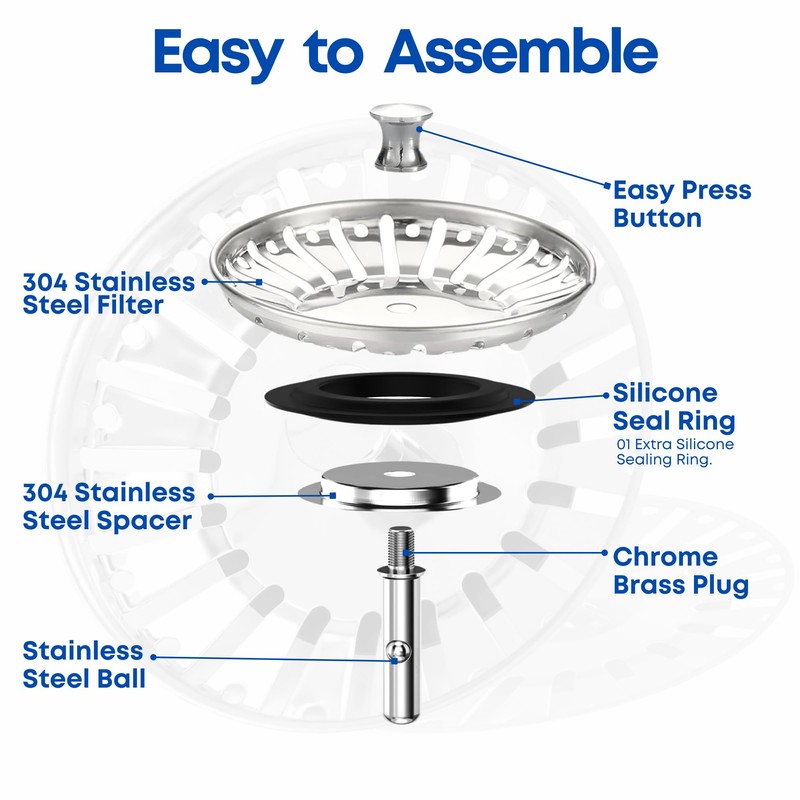 FIXCITI 84mm Sink Plug strainer - SS 304 Sink Plug