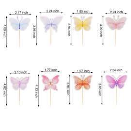 Arthsdite 24Pcs Butterfly Cupcake Toppers Assembled Vivid Realistic Butterfly Baby Shower Cupcake Food Picks Decorations for Butterfly Theme Wedding Birthday Party Supplies