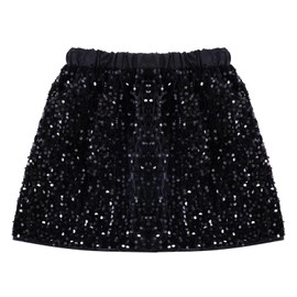 Haakong Black Girls Sequin Skirt for Girls Party Sparkly Skirts Elastic Waist Sparkle Metallic Skirts