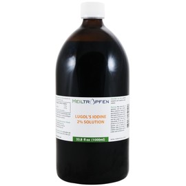 2% Lugols Iodine Solution | 33.8 Fl Oz - 1000 ml | Made with 2 Percent Iodine and 4% Potassium Iodide | Glass Bottle | Lugol's Solution | Heiltropfen®