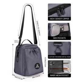 Sports rabbit Insulated Lunch Bag for Men – Front Pocket Compatible with 40/30OZ YETI Bottles – Leakproof Cooler Tote, Water-Resistant Wax-Coated Oxford – Perfect for Work, Travel, Picnics (Gray)