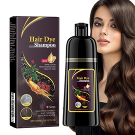 Hair Dye Shampoo, Natural Plant Hair Colour Shampoo, Dyes Hair in Minutes, 3-in-1 Colour Wash for Grey Hair Coverage, Safe Long Lasting and Easy to Use (Brown, 500 ml)