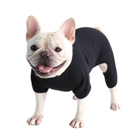 Dog Clothes, Dog Pajamas Soft Four-Legged Jumpsuit French Bulldog Clothes Dog Onesies for Puppy Small Medium Dogs (Black, X-Large)