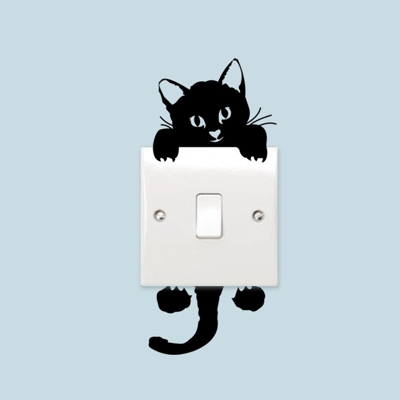 Decaltor Cat Wall Stickers Light Switch Decor Decals Art Mural