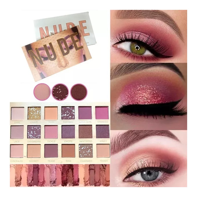 Eco R. Paleta Sombras Nude New 18 Tonos Rosa Glitter