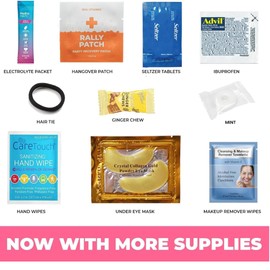 Rally Bag XL - 1 Pre-Filled Hangover Kit for Bachelorette Party Favors, 21st Birthdays, Weddings & Events | 10 Pcs Hangover Supplies & Bags by Real Vitamins (1 Kit)