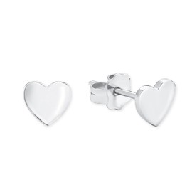 s.Oliver Women's Heart Stud Earrings, Rhodium-Plated Sterling Silver, Sterling Silver, silver