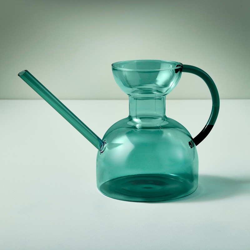 Modern Sprout Handcrafted Borosilicate Glass Watering Can, Long Spout for