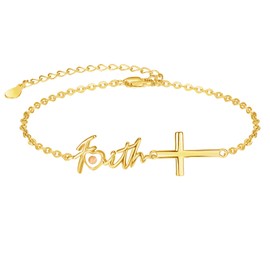 Dreamboat Sterling Silver Cross Bracelet for Women Gold Heart Mustard Seed Bracelet Faith Bracelet Christian Catholic Confirmation Religious Jewelry for Mom