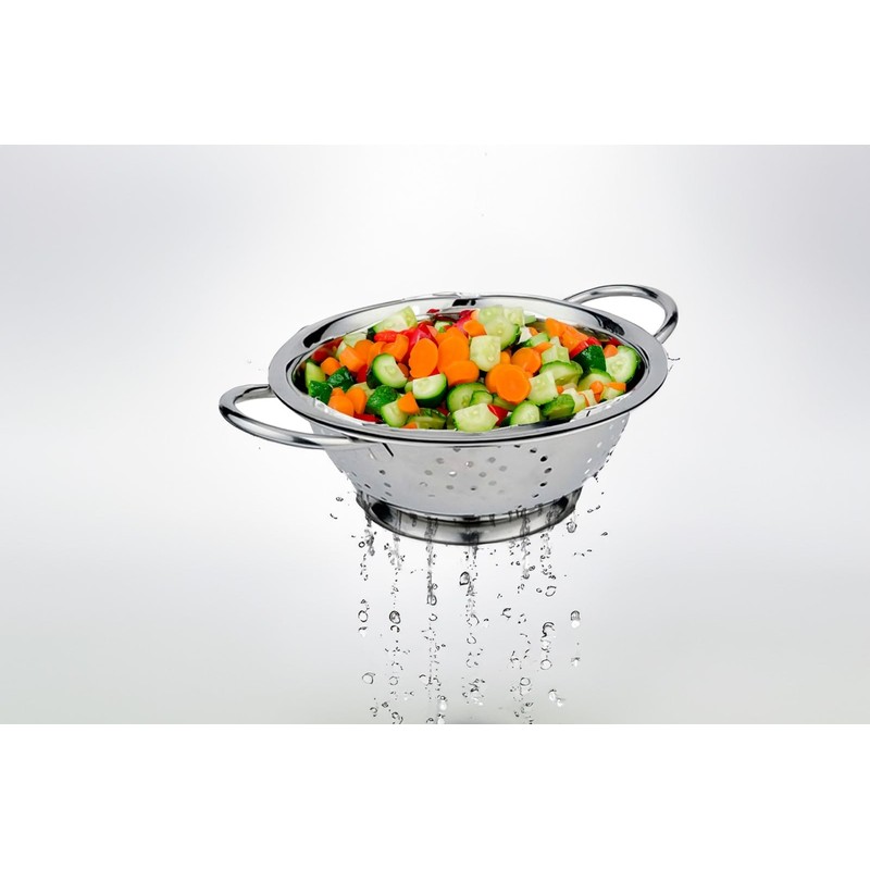 Acense Stainless Steel Colander [Silver], Steel Base/Handle, Quick Draining, Multiple