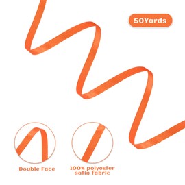 Rilisili Orange Satin Ribbon 1/8 Inch 50 Yards Double Faced Polyester Satin Ribbons for Gift Wrapping DIY Crafts Weddings Invitations Flower Bouquet Bow Making Home Decor Sewing