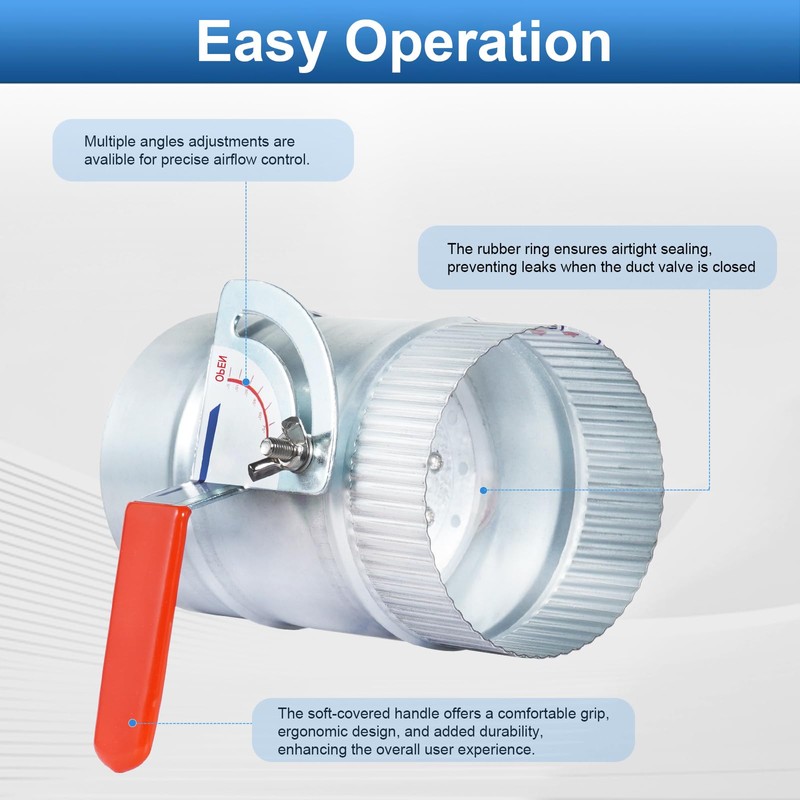 TOP-VIGOR 4 Inch HVAC Duct Manual Volume Backdraft Damper, Galvanized