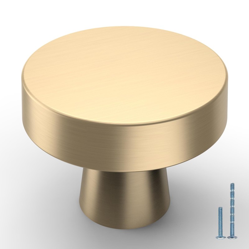 KNOKLOCK 10 Pack Kitchen Cabinet Knob Brushed Gold Round Dresser