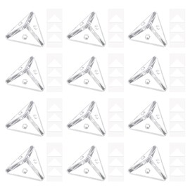sourcing map 8 Set Acrylic Corner Bracket, 3-Hole Triangle Corner Connector Joint Hanger Brace Brackets Transparent w/Sticker for DIY Display Box