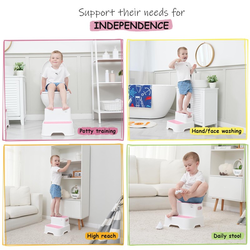 Harwaya Two Step Stools for Toddlers Girls, Small Kids Step