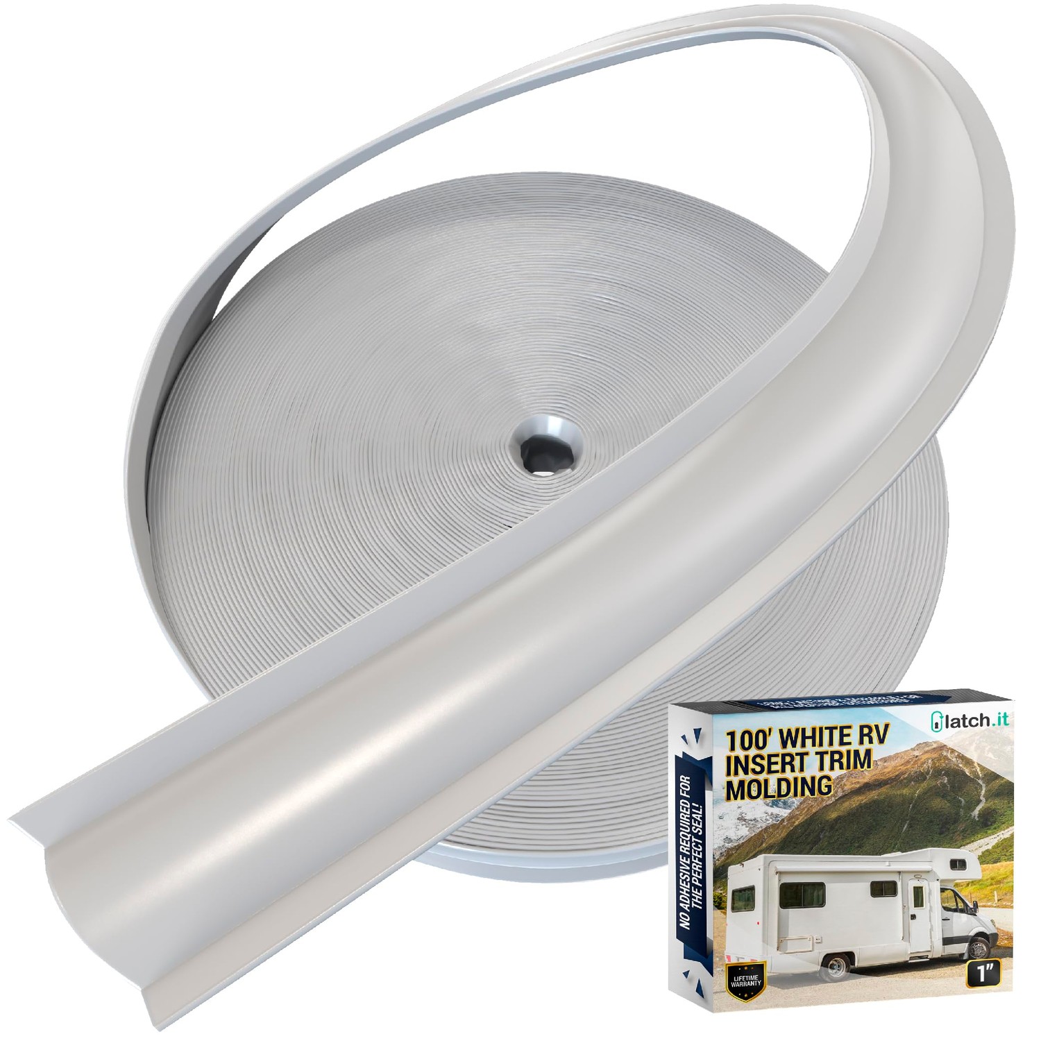 LATCH.IT RV Trim Molding Insert 1” (White) | 100’ RV Trim Molding ...