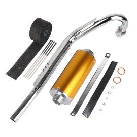 HTBCCHB High Performance 28MM Exhaust Muffler Silencer Head Pipe Set with Heat Wrap for Chinese 70cc 110cc 125cc SSR Taotao SDG Coolster Apollo XR50 CRF50 Dirt Pit Bike (Gold)