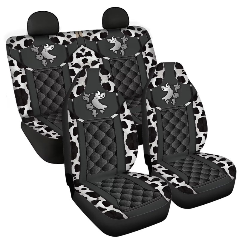 Howilath Cow Print 4 Pieces Car Seat Covers Full Set