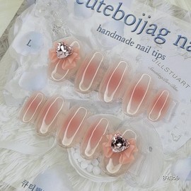 Nude Cheek Handmade Nail Tips - Oval L / 누디 치크 수제네일팁 - 오벌L