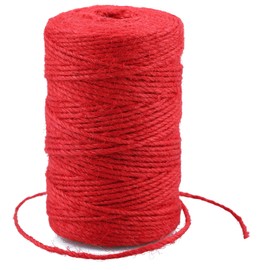G2PLUS 100 m Red Jute Cord, 2 mm Jute Cord for Garden, 3-Layer Craft Cord for Crafts, Jute Decorative Cord for DIY Arts and Crafts Gardening