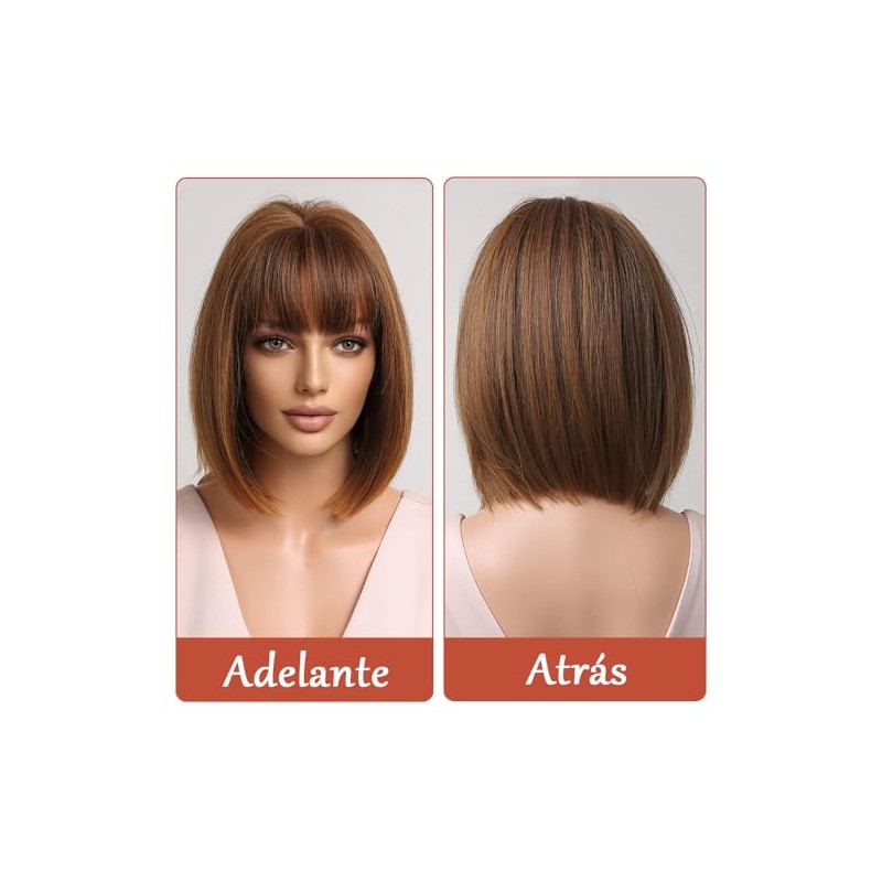 Pelucas para Mujer Cabello Natural, Pelucas Bob Cortas para Mujer