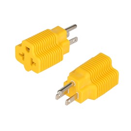 [2-Pack] Nema 15 Amp to 20 Amp Plug Adapter NEMA 5-15P to 5-15/20R (Comb 20Amp T Blade) 15 Amp Household Plug to 20 Amp T-Blade AC Power Adapter Yellow